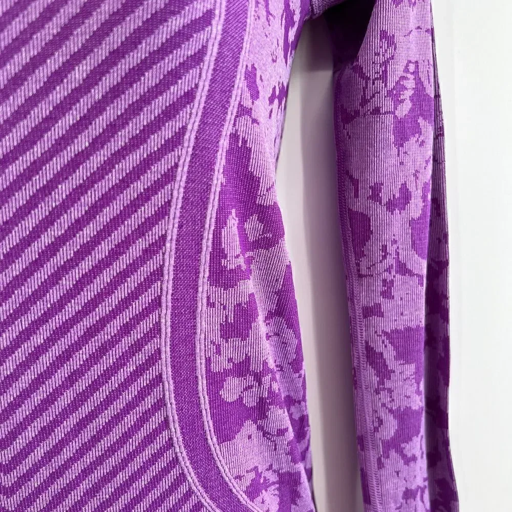 Lululemon Swiftly Tech Long Sleeve Top Women's Size 4 Purple Camo Running Yoga